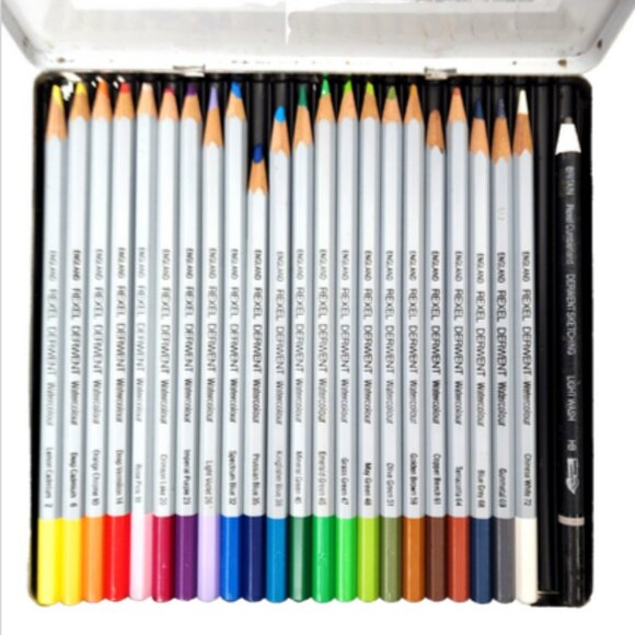 RARE DISCONTINUED Rexel Derwent Professional Watercolor Pencil Set in Metal Case - Picture 3 of 6